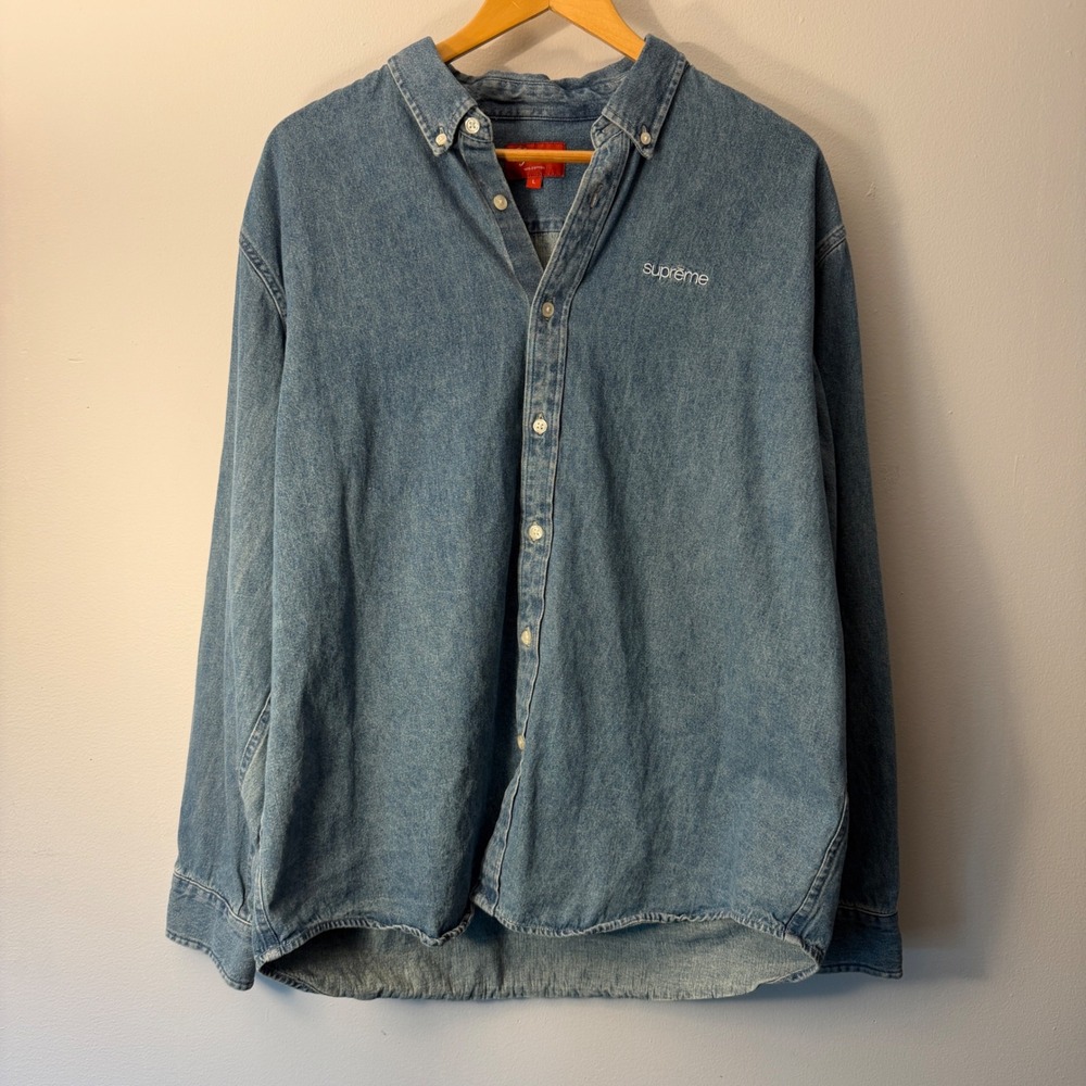 Supreme classic logo denim shirt 2020 size L blue